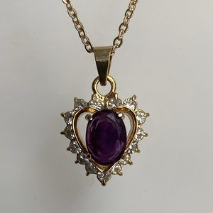💜 Vintage Amethyst heart pendant necklace